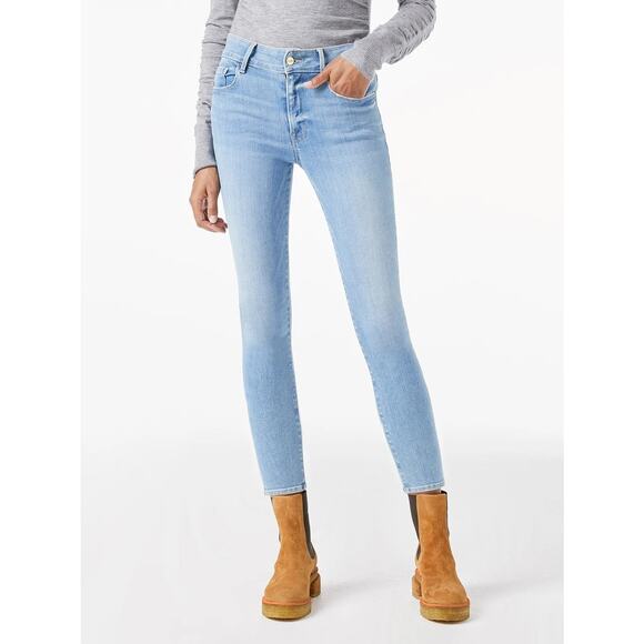 NWT Frame Le One Skinny Stretch Mid Rise Light Waist Jeans Size 2 (US 32) - Picture 1 of 4